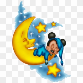 Mq Blue Mickey Mickeymouse Baby Moon - Mickey Mouse Sleeping, HD Png Download - mickey bebe png