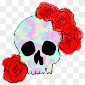 Free Black And White - Sugar Skull Floral Clipart, HD Png Download - skull and roses png