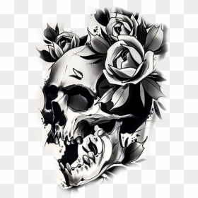 Skull, HD Png Download - skull and roses png