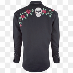 Long-sleeved T-shirt, HD Png Download - skull and roses png