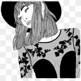 Outlines Tumblr Soledad Blackandwhite - Outline Girl Drawing Asian, HD Png Download - tumblr outlines png