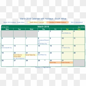 South Africa 2018 March Holidays Calendar - Holidays In June 2018 Canada, HD Png Download - south africa png