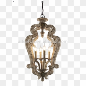 Industrial Vintage Decorative Lamp Holder Wood Lamp - Chandelier, HD Png Download - ceiling lamp png