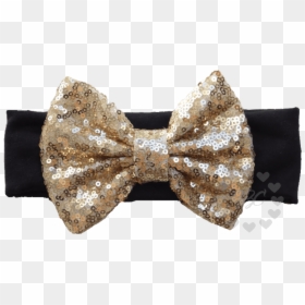 Black Headband With Gold Sequin Bow - Headband, HD Png Download - sequin png