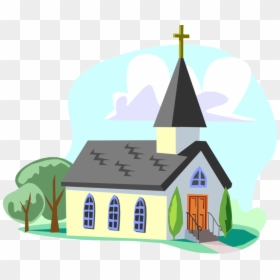 Vector Illustration Of Christian Church Cathedral House - Imagen De Una Iglesia En Caricatura, HD Png Download - church steeple png