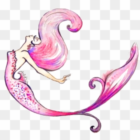 Purple Mermaid Png Download - Mermaid Illustration Png, Transparent Png - baby mermaid png