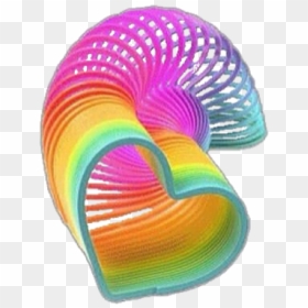 #slinky #rainbow #love #heart #aesthetic #childhood - Rainbow Heart Slinky, HD Png Download - slinky png