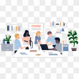 Illustration Showing Several People Working In An Open - Several People, HD Png Download - working people png
