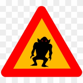 Silhouette,triangle,area - Warning Sign, HD Png Download - monster silhouette png