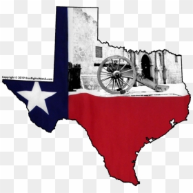 Texas Shape With State Flag And Alamo - Texas, HD Png Download - texas state flag png