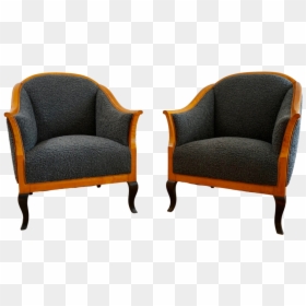 1970s Vintage Biedermeier Revival Club Chairs A Pair, HD Png Download - vintage couch png