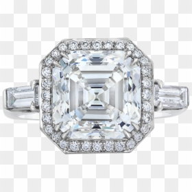 Asscher Cut Hex Ring Front - Engagement Ring, HD Png Download - light ring png