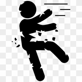 Zombie Cracking Falling Silhouette - Falling Person Silhouette Transparent, HD Png Download - people falling png