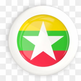 White Framed Round Button - Myanmar Flag Square Png, Transparent Png - pin button png