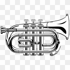 Trumpet Black And White, HD Png Download - trompeta png