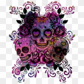 #skulls #roses #grunge #galaxy #flowers #hipster - Transparent Background Sugar Skull Clipart, HD Png Download - grunge skull png