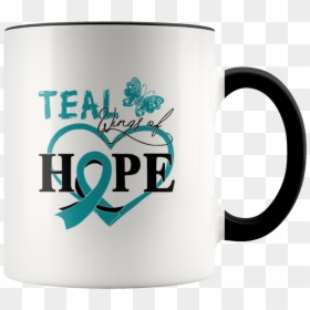 Teal Wings Of Hope - Birthday Mug Gift Ideas, HD Png Download - ovarian cancer ribbon png