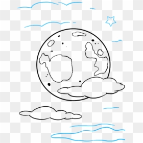 How To Draw Moon - Easy Drawing Of The Moon, HD Png Download - moon outline png