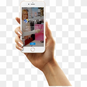 New Mobile App Harnesses The Power Of Spare Change - Female Hand Holding Iphone, HD Png Download - female hand png