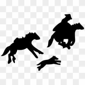 Cowboy Running Png, Transparent Png - running horse silhouette png