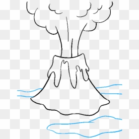 How To Draw Volcano - Volcanic Eruption Drawing Easy, HD Png Download - lava flow png