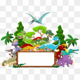Notepad Clipart Cuaderno - Dinosaur Cartoon With Landscape Background, HD Png Download - dinosaurios animados png