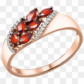 Lady´s Ring In Red Gold Of 585 Assay Value With Garnet, - Pre-engagement Ring, HD Png Download - gold underline png