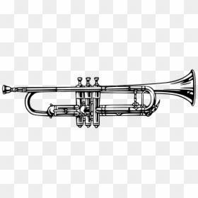 Trumpet Black And White, HD Png Download - cornetas png