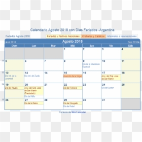 Calendario Argentina Agosto - Holidays In October 2019, HD Png Download - calendario 2018 png