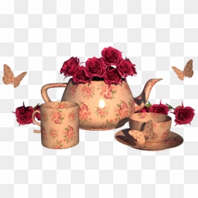Vintage Rose Teacup Clipart Png - Garden Roses, Transparent Png - vintage tea cup png