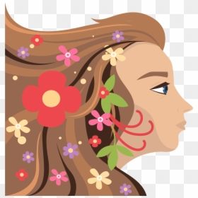 Woman Poster Curls Long International Womens Fluttering - Mulher Cabelo Flores Vetor, HD Png Download - curls png
