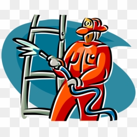 Vector Illustration Of Firefighter Fights Fire With, HD Png Download - firefighter clipart png