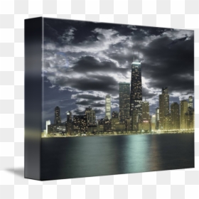 Skyline Gallery Wrap Canvas Art Skyscraper - Chicago Skyline Stormy Night, HD Png Download - stormy sky png