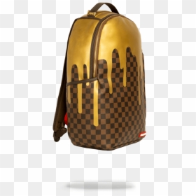 Sprayground Gold Checkered Drips Backpack, HD Png Download - spray paint drip png