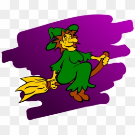 Witch Broom Flying - Witch On A Broom Coloring Page, HD Png Download - witches broom png