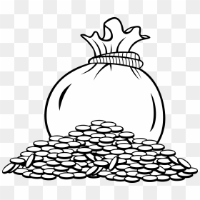 Gold Coins Clipart Black And White, HD Png Download - bag of gold png