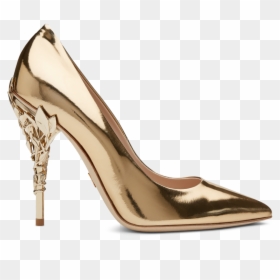 Gold Metallic Calf Leather With Light Gold Leaves"data - Basic Pump, HD Png Download - gold heels png
