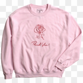 Thank You Rose Crew Neck Sweatshirt - Pink Sweatshirt With Rose, HD Png Download - pink thank you png