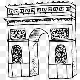 Arch,architecture,line Art,clip Art,font,line,coloring - Arc De Triomphe Stamp, HD Png Download - arc de triomphe png