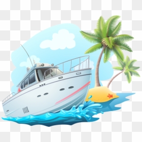 Transparent Seaside Clipart Free - Yacht Vector Png, Png Download - beach vector png
