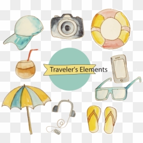 Resort Beach Element Watercolor Euclidean Vector Painting - Watercolor Painting, HD Png Download - beach vector png