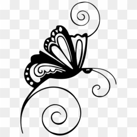 Paisley Clipart Butterfly - Butterfly Swirl Black And White Clipart, HD Png Download - black and white butterfly png