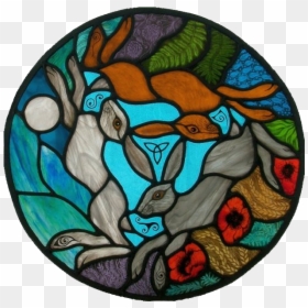 Three Hares Stained Glass , Transparent Cartoons - Three Hares Stained Glass, HD Png Download - stained glass window png