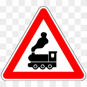 28 Warning-rail Crossing Without Safety Arm - Falling Rocks Road Sign, HD Png Download - railroad sign png