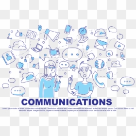 Comunication Doodle Vector Illustration - Contact Person Communication Vector Images Png, Transparent Png - doodle lines png