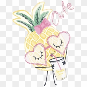 #pineapple #juice #drink #drinking #cute #text #art - Cute Pineapple Kawaii Girl, HD Png Download - cute pineapple png