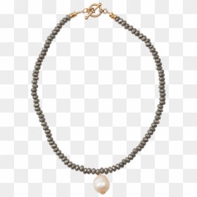 Pyrite Rondels And White Pearl Necklace"  Class="lazyload - Black Pearl Jewellery Set, HD Png Download - white pearl png