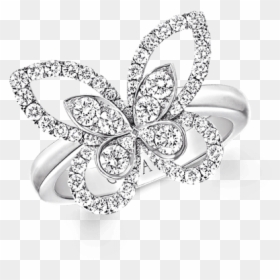 A Butterfly Silhouette Diamond Ring - Butterfly, HD Png Download - diamond silhouette png