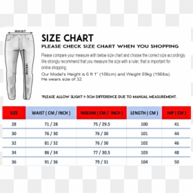 Mens Jeans World Size Chart, HD Png Download - ripped fabric png