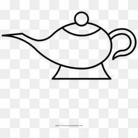 Genie Lamp Coloring Page - Aladdin Lamp Coloring Page, HD Png Download - aladdin lamp png